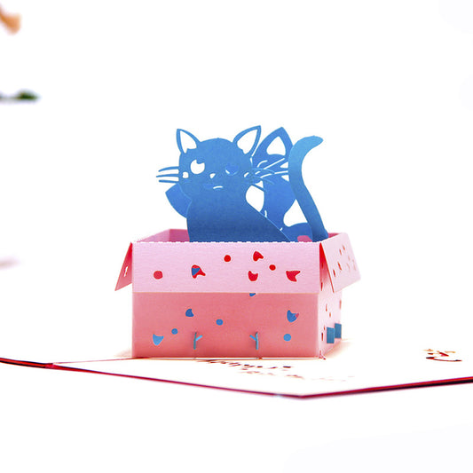 Cats in Box Pop Up Birthday Card