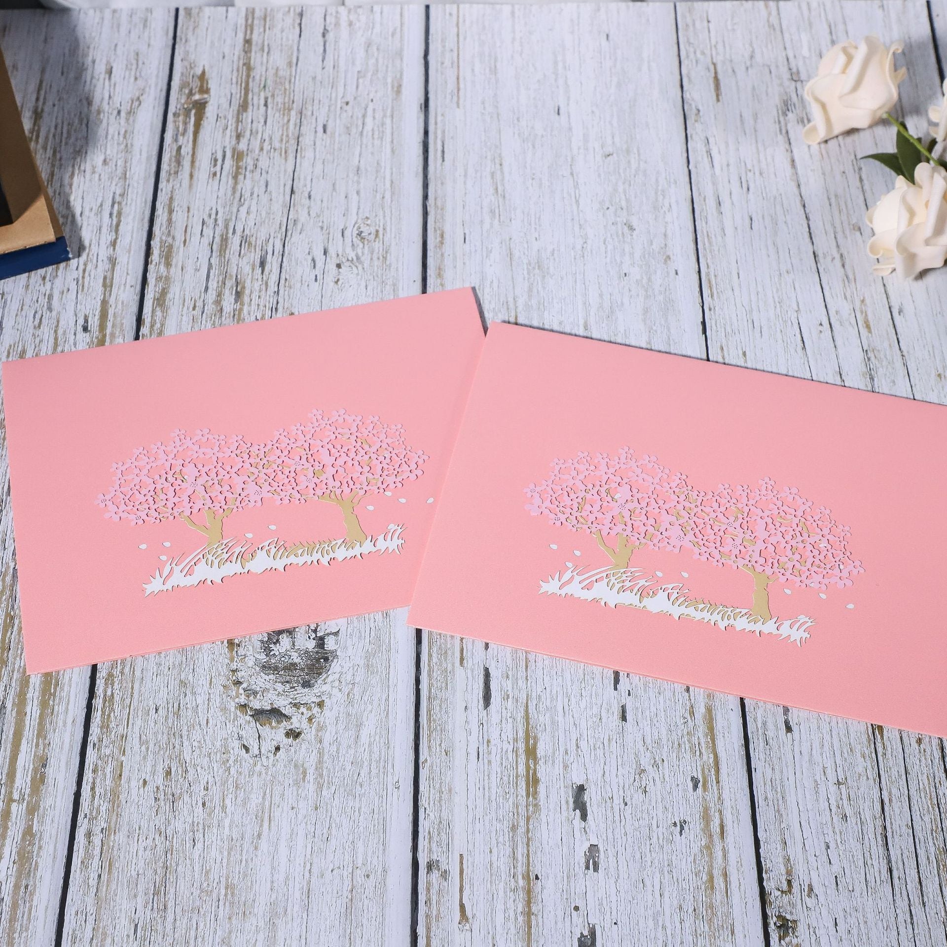 Pink, Red or Orange Tree Garden Pop Up Card