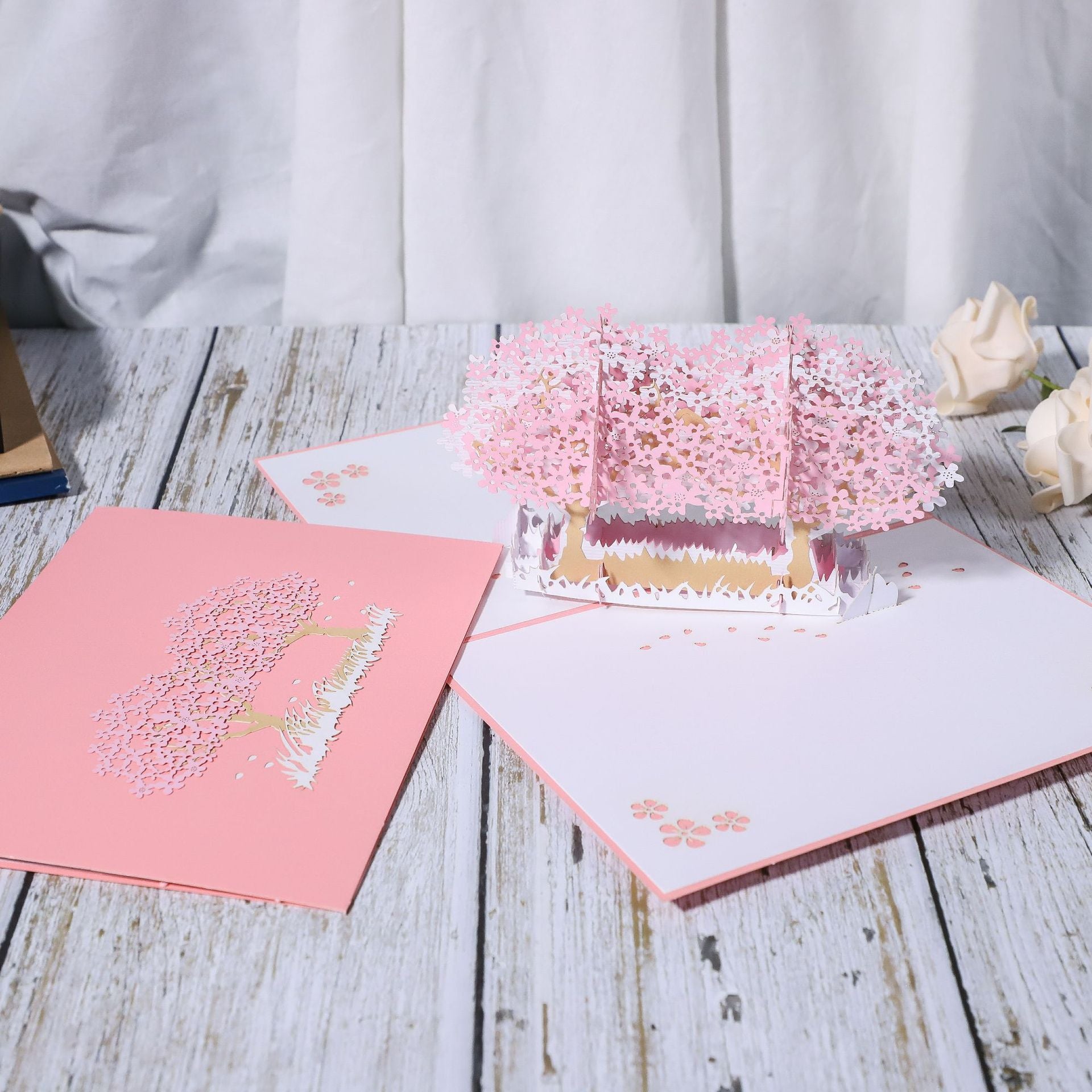 Pink, Red or Orange Tree Garden Pop Up Card