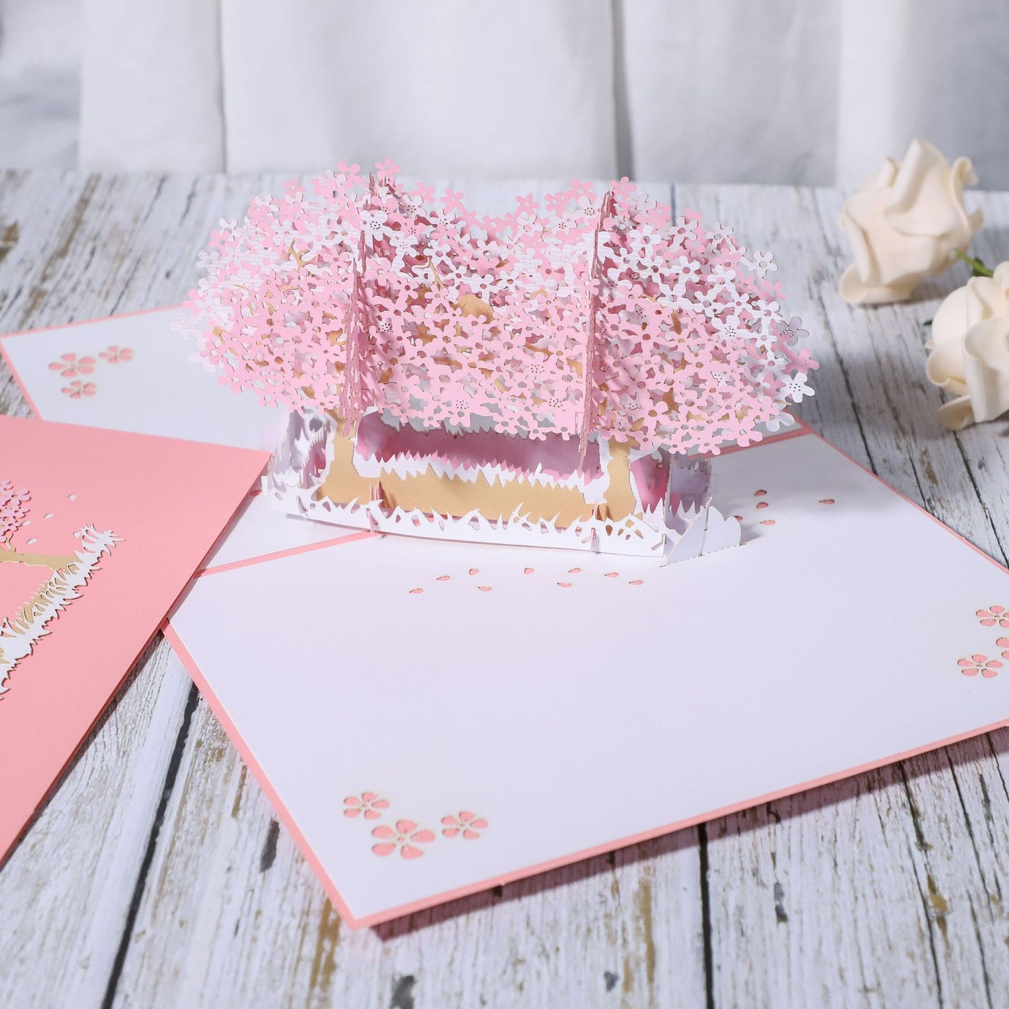 Pink, Red or Orange Tree Garden Pop Up Card