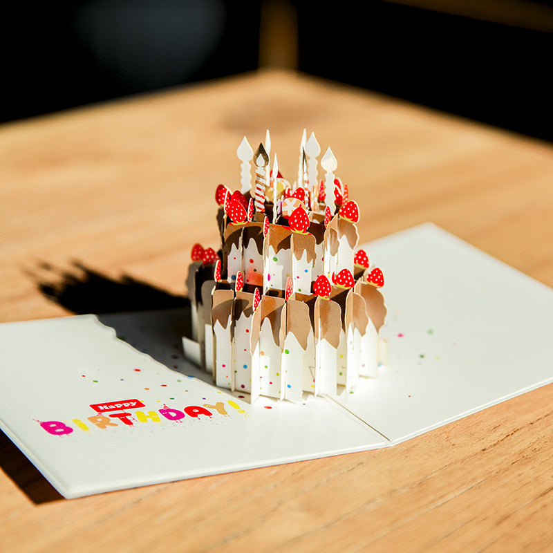 Strawberry and Chocolate Birthday Cake Pop Up Card
