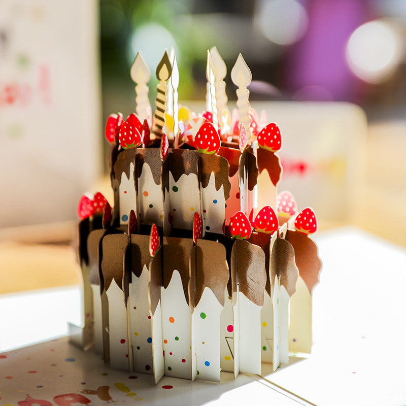 Strawberry and Chocolate Birthday Cake Pop Up Card