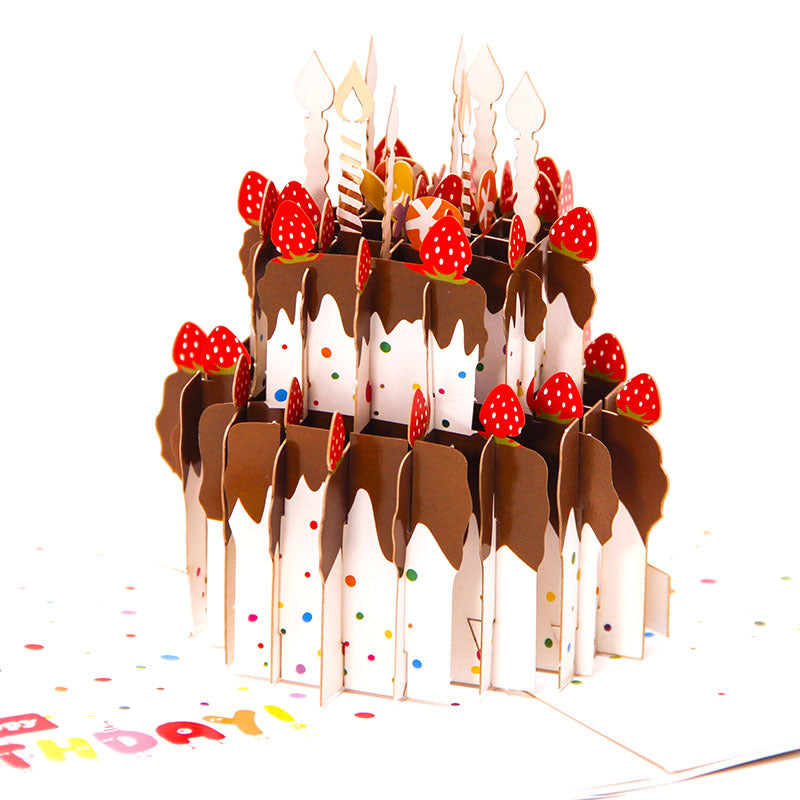 Strawberry and Chocolate Birthday Cake Pop Up Card