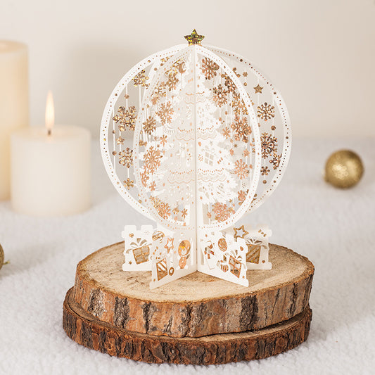 3d pop up chrismtas card - white tree in a sphere