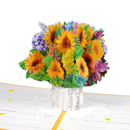 Sunflower Bouquet Pop Up Card - 2 Styles, Birthday, Wedding, Greeting Card | Valentines Day | Mothers Day | G