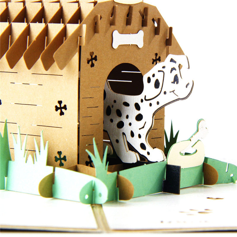 Dalmatian in Doghouse Pop Up Card - Q&T 3D Cards and Envelopes