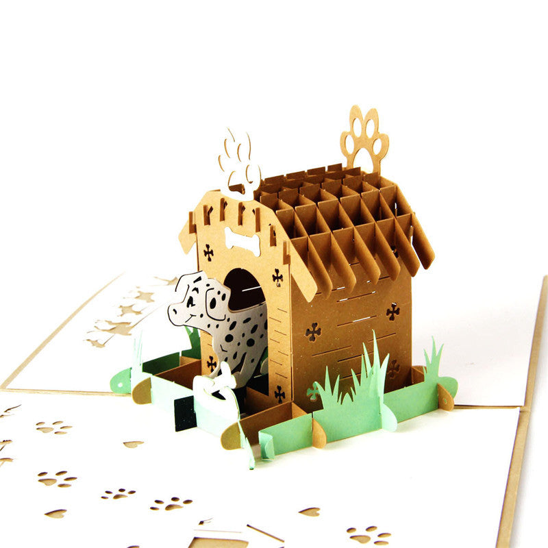 Dalmatian in Doghouse Pop Up Card - Q&T 3D Cards and Envelopes