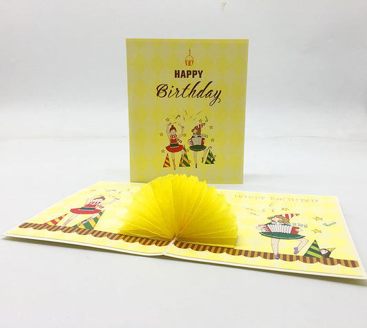 Yellow Happy Birthday Pop Up Card