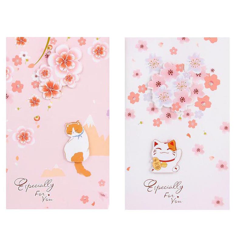 Best Wishes Greeting Cards - Sakura Series - Set of 8 Cards