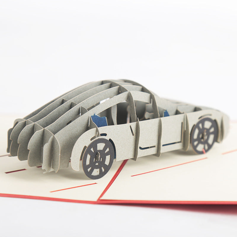 Grey Porsche Pop Up Card - Q&T 3D Cards and Envelopes