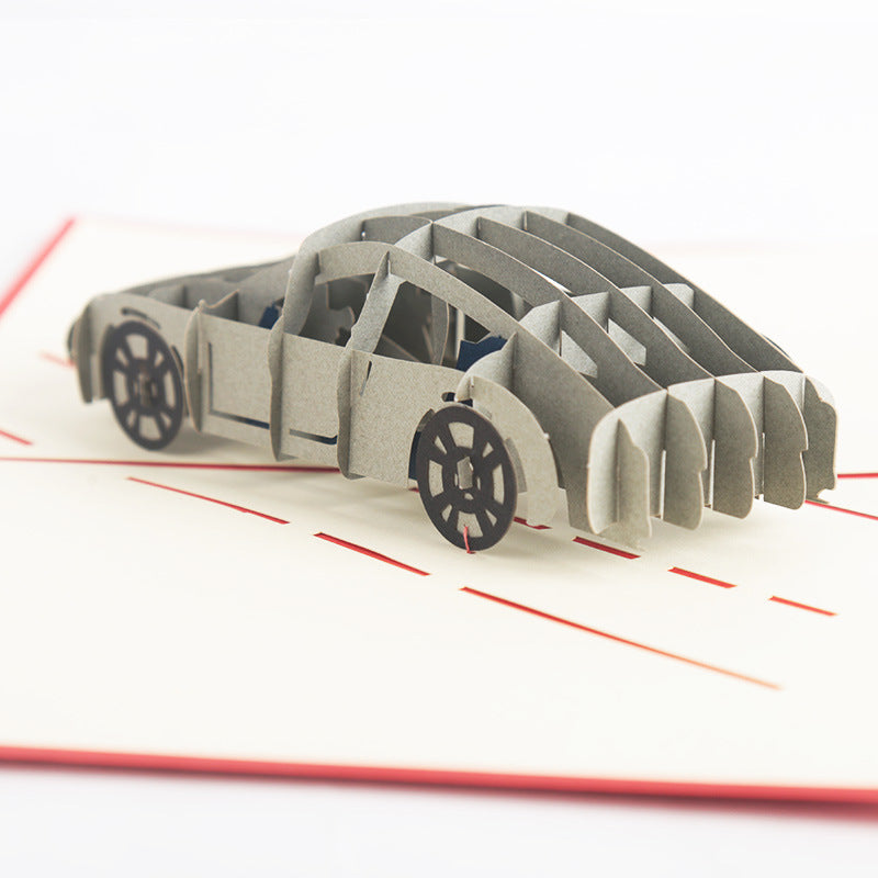 Grey Porsche Pop Up Card - Q&T 3D Cards and Envelopes