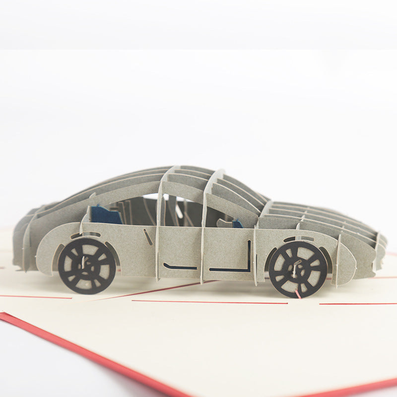 Grey Porsche Pop Up Card - Q&T 3D Cards and Envelopes