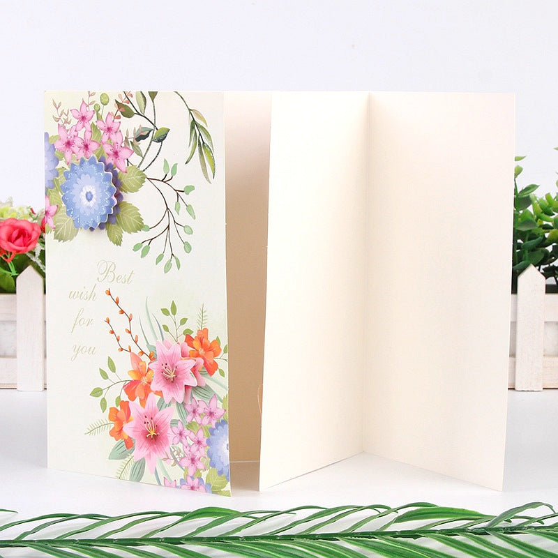 Best Wishes Greeting Cards - Vivid Flowers Series - Set of 8 Cards