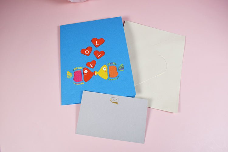 Kissing Fish Romantic Pop Up Card | 3d Card