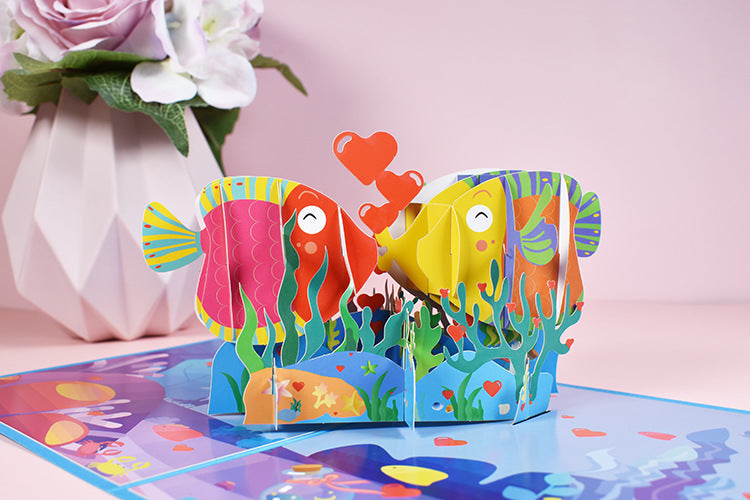 Kissing Fish Romantic Pop Up Card | 3d Card