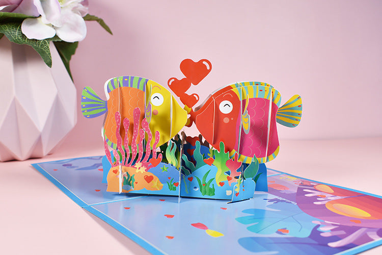 Kissing Fish Romantic Pop Up Card | 3d Card