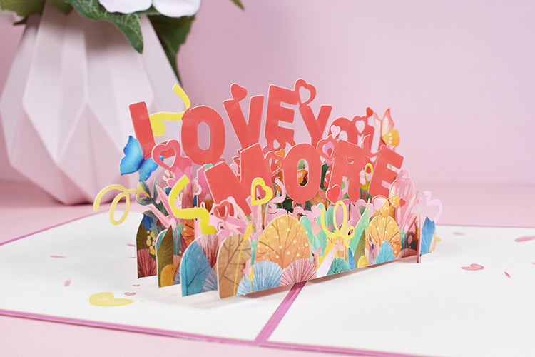 Love You More Romantic 3D Pop Up Card