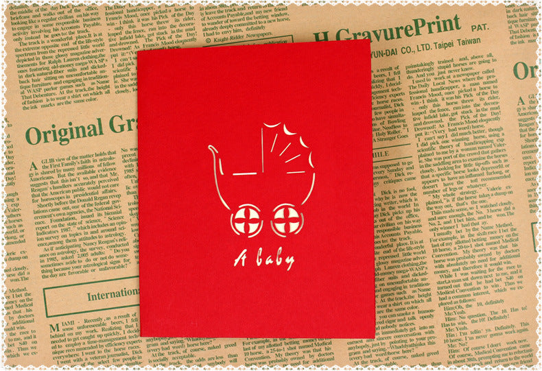 New Baby Pop Up Card in Red