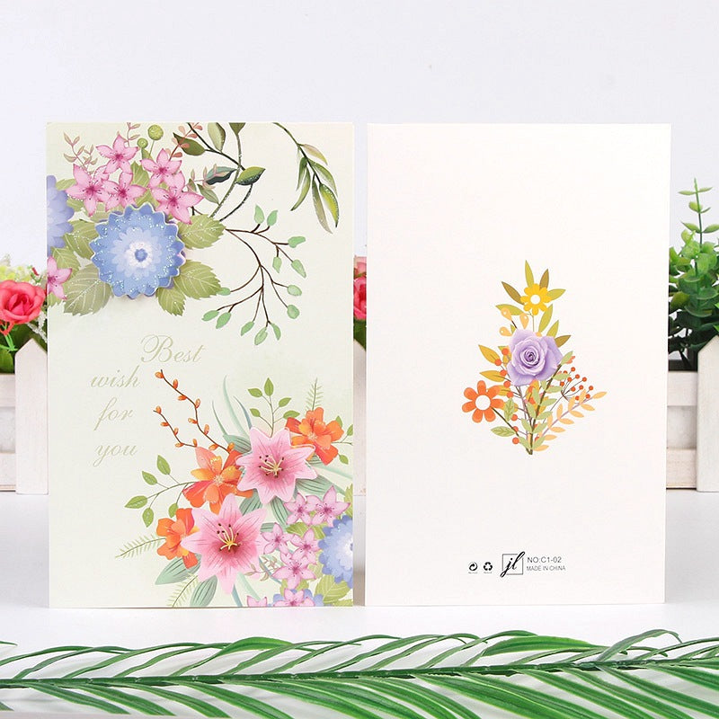 Best Wishes Greeting Cards - Vivid Flowers Series - Set of 8 Cards