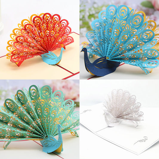 White or Colourful Peacock Pop Up Card | Birthday | Greeting Card | 3D Card