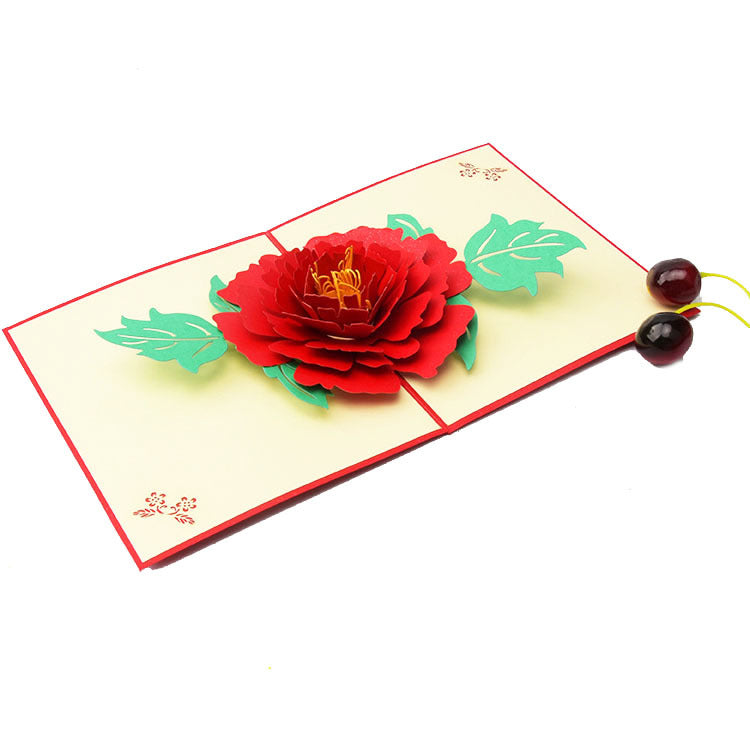 Peony Flower Pop Up Card