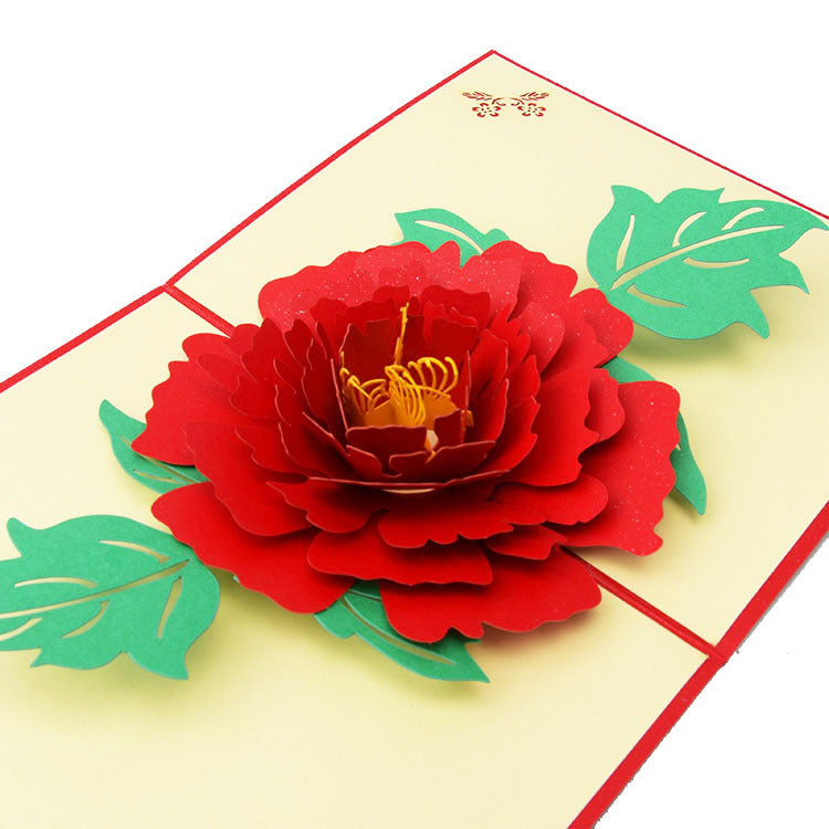 Peony Flower Pop Up Card