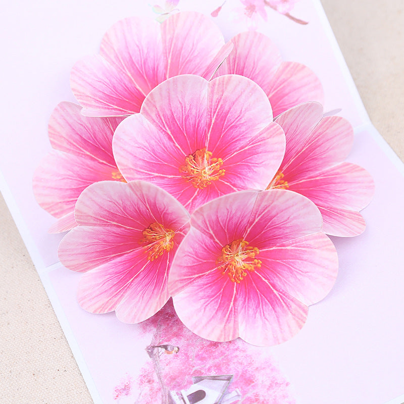 Pink Flowers Pop Up Card