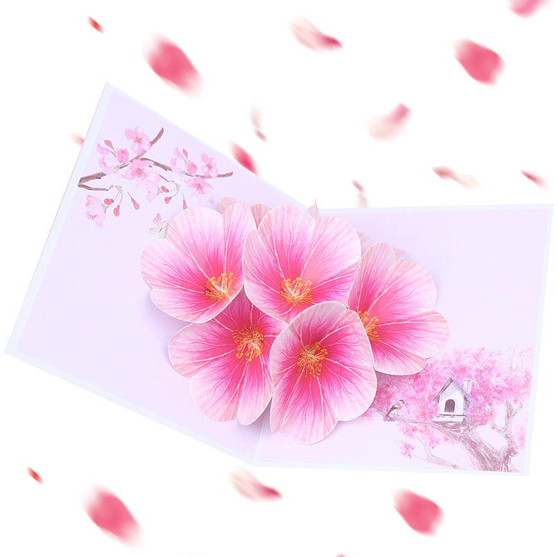 Pink Flowers Pop Up Card