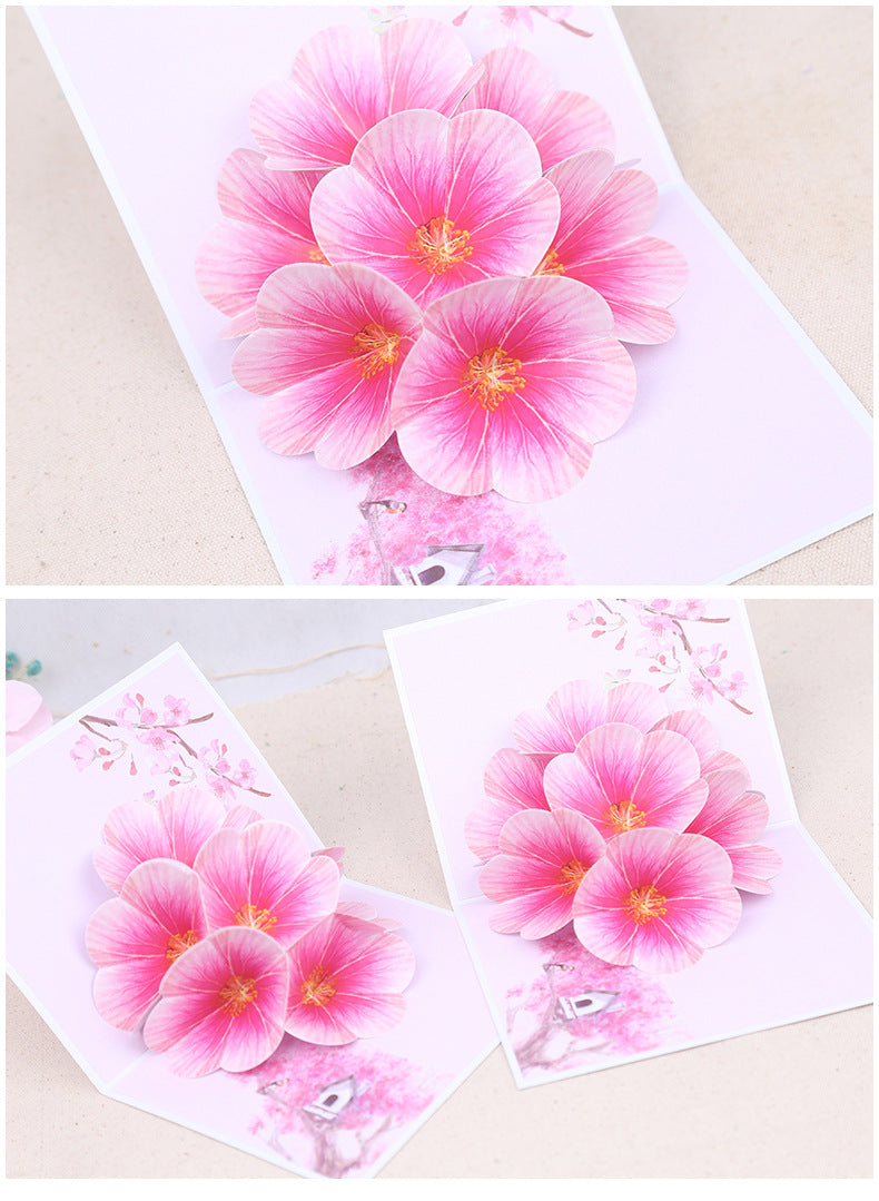 Pink Flowers Pop Up Card