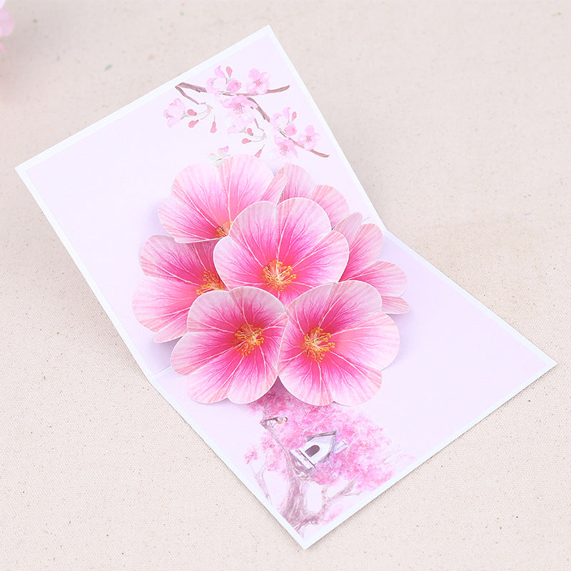 Pink Flowers Pop Up Card