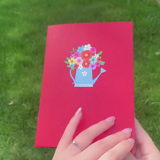 Flowers in Watering Can Pop Up Card