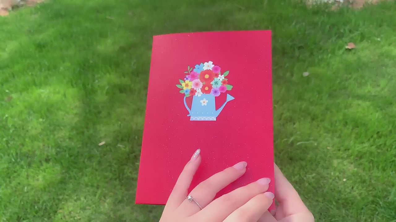 Flowers in Watering Can Pop Up Card