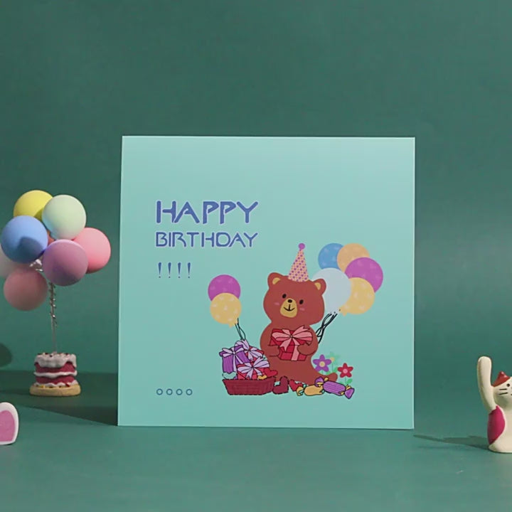 Teddy On a Cake | Teddy and Balloons | Pop Up Card | 2 Styles