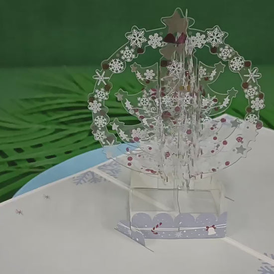 Pink Crystal Ball Christmas Tree Pop Up Card