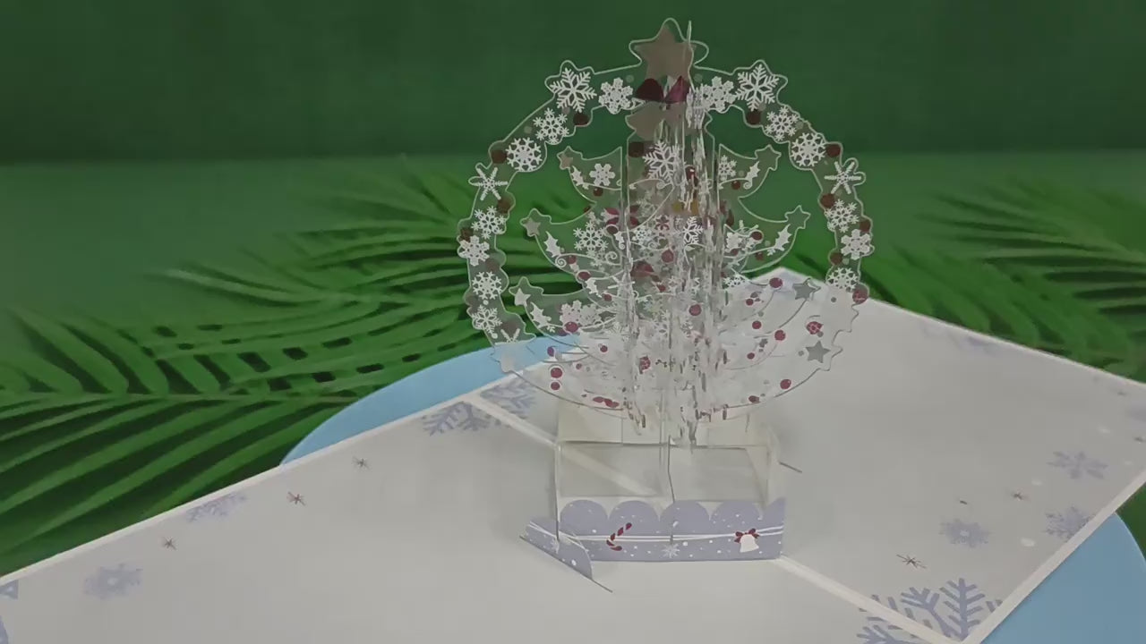 Pink Crystal Ball Christmas Tree Pop Up Card