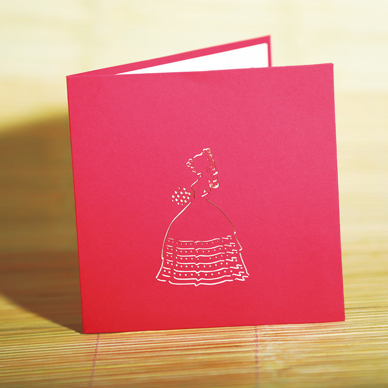 Princess in Red Dress Pop Up Card - Q&T 3D Cards and Envelopes