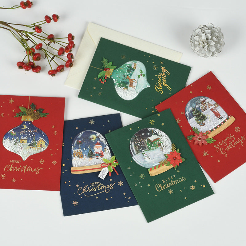 Christmas Cards with Snowing Sphere - 6 Variants