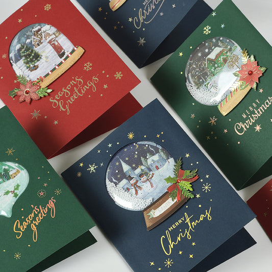 Christmas Cards with Snowing Sphere - 6 Variants