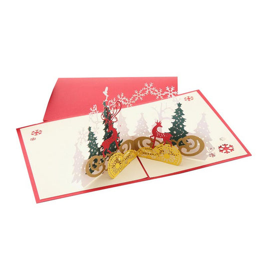 Christmas Card - Red Reindeer Pop Up