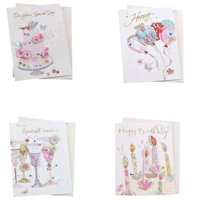 Birthday Cards - Sketched Series - set of 4 Greeting Cards