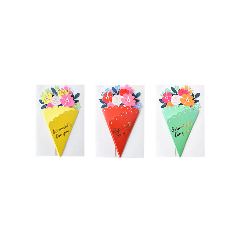 Small Flower Bouquet Triangle Shape Greeting Card - 7 Styles