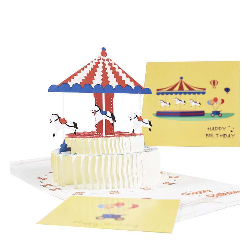 Birthday Cake Carousel Pop Up Card | 3D Card