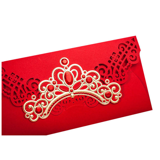 Red Money Envelope with Golden Diadem | Wedding Gift, Birthday Present | Money Wallet