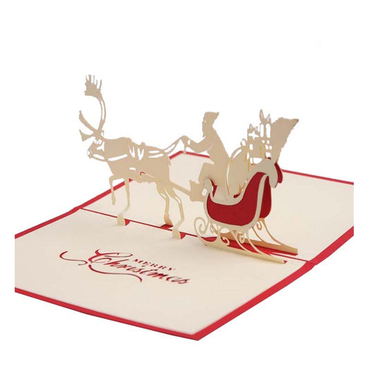 Santa in Sleigh Christmas Pop Up Card