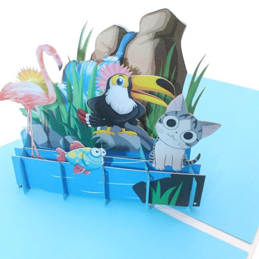 Animals on the Rocks Pop Up Card - Q&T 3D Cards and Envelopes