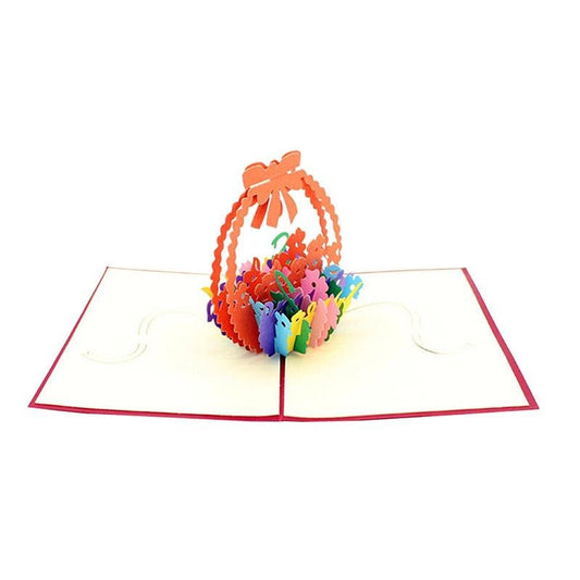 Basket of Flowers Pop Up Card - Q&T 3D Cards and Envelopes