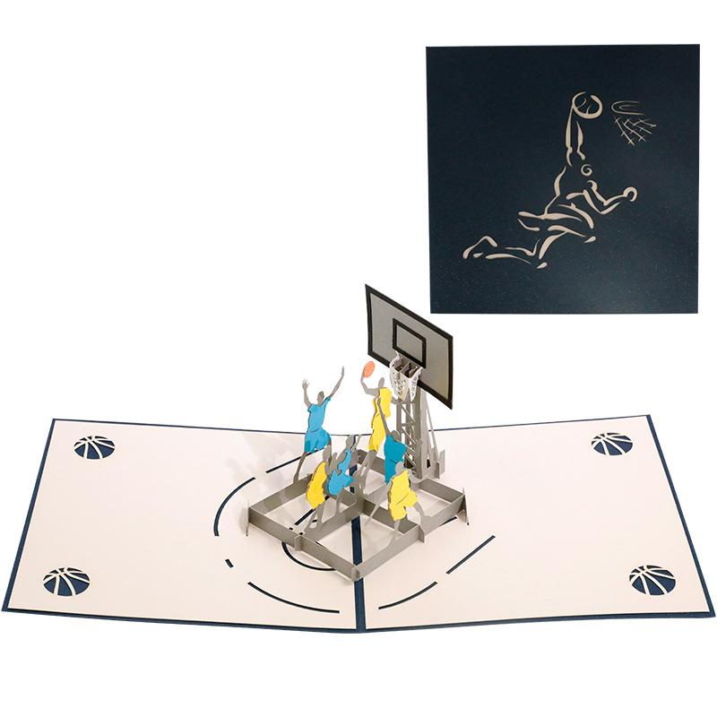 Basketball Players Pop Up Card version 2 - Q&T 3D Cards and Envelopes