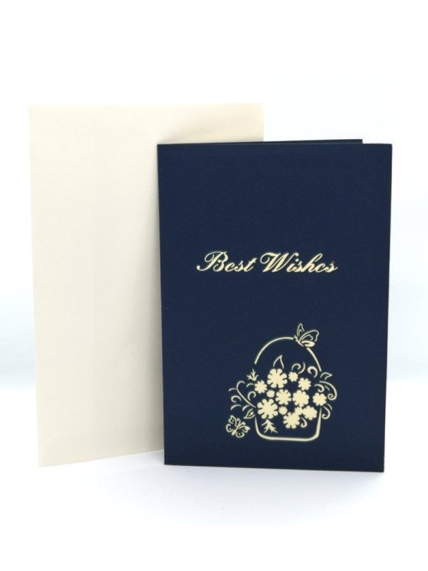 Best Wishes Flower Basket Pop Up Card - Q&T 3D Cards and Envelopes