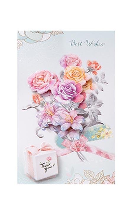 Best Wishes Greeting Cards - Classic Flower Series - Q&T 3D Cards and Envelopes