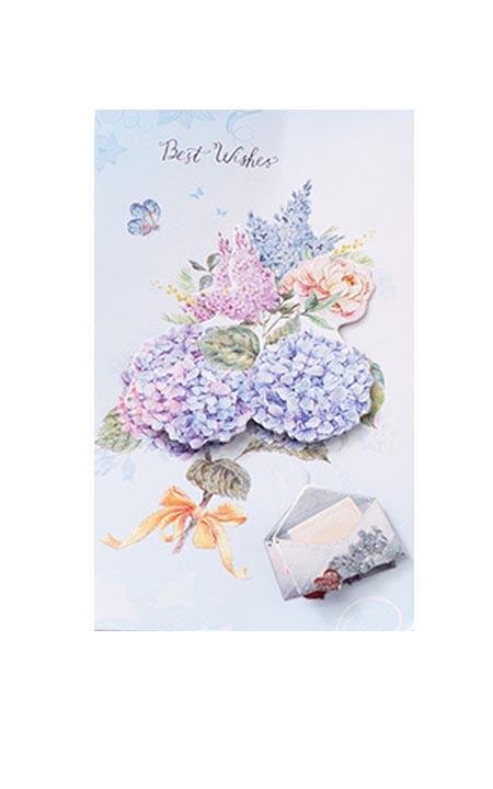 Best Wishes Greeting Cards - Classic Flower Series - Q&T 3D Cards and Envelopes